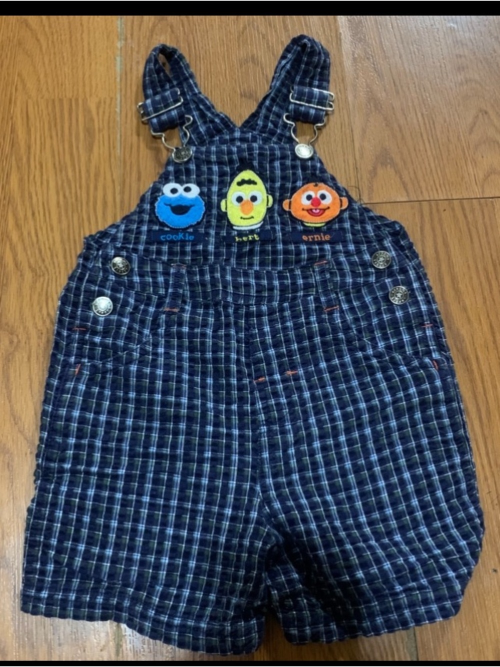 Vintage Sesame Street Size 18M Shorts Bib Overalls Bert Ernie Cookie monster uni